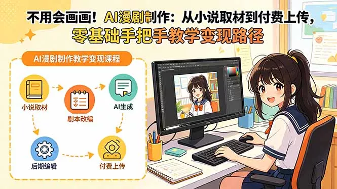 不用会画画!AI漫剧制作:从小说取材到付费上传,零基础手把手教学变现路径(更新-知峰社
