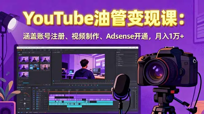 2025YouTube油管变现课：涵盖账号注册、视频制作、Adsense开通，月入1万+-知峰研习社