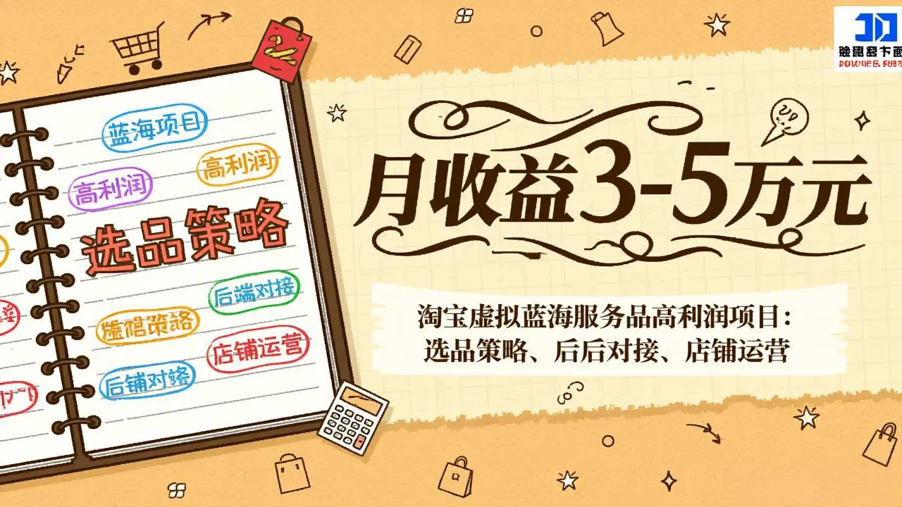 淘宝虚拟蓝海服务品高利润项目：选品策略、后端对接、店铺运营，月收益可达3-5万元-知峰社