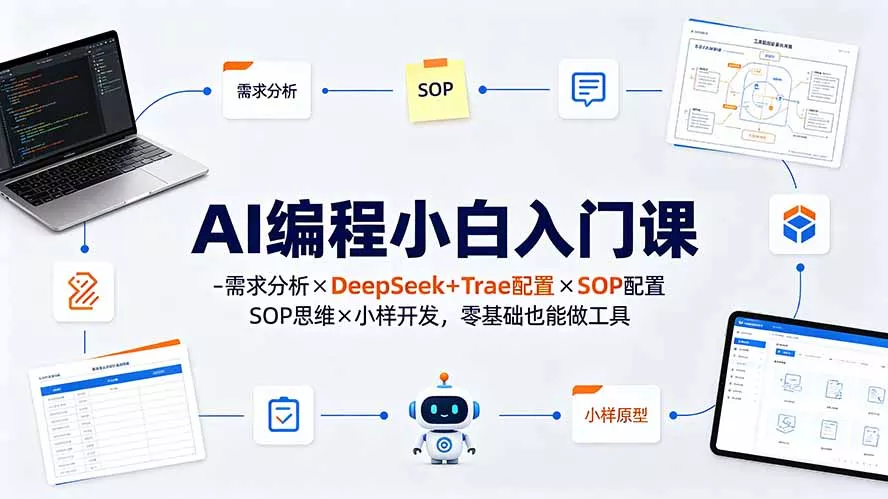 AI编程小白入门课-需求分析×DeepSeek+Trae配置×SOP思维×小样开发，零基础也能做工具