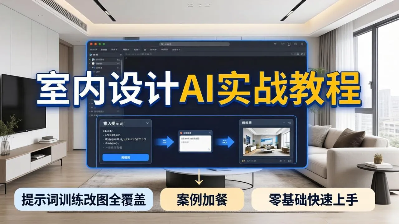 2026室内设计AI实战教程，提示词训练改图全覆盖，搭配案例加餐，零基础也能快速上手-知峰社