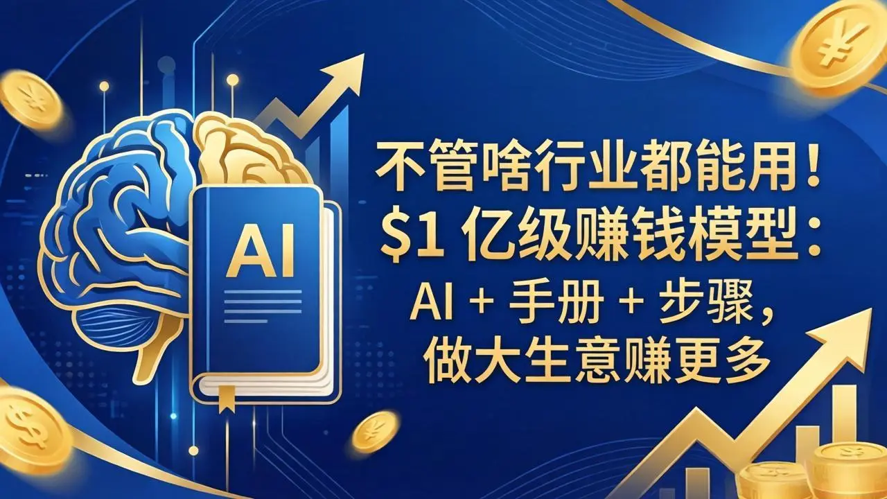 不管啥行业都能用！$1 亿级赚钱模型：AI + 手册 + 步骤，做大生意赚更多-知峰社