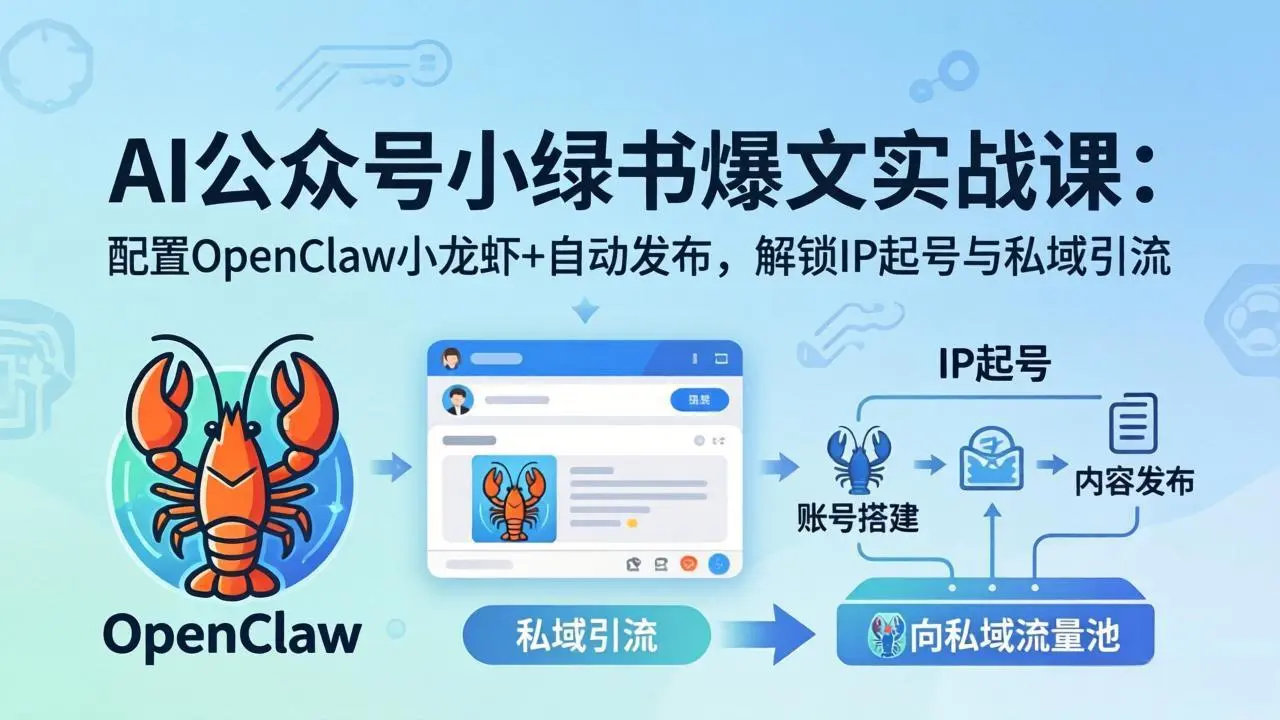 AI公众号小绿书变现实战课：小绿书爆文写作+OpenClaw自动发布，解锁IP起号与私域引流-知峰社
