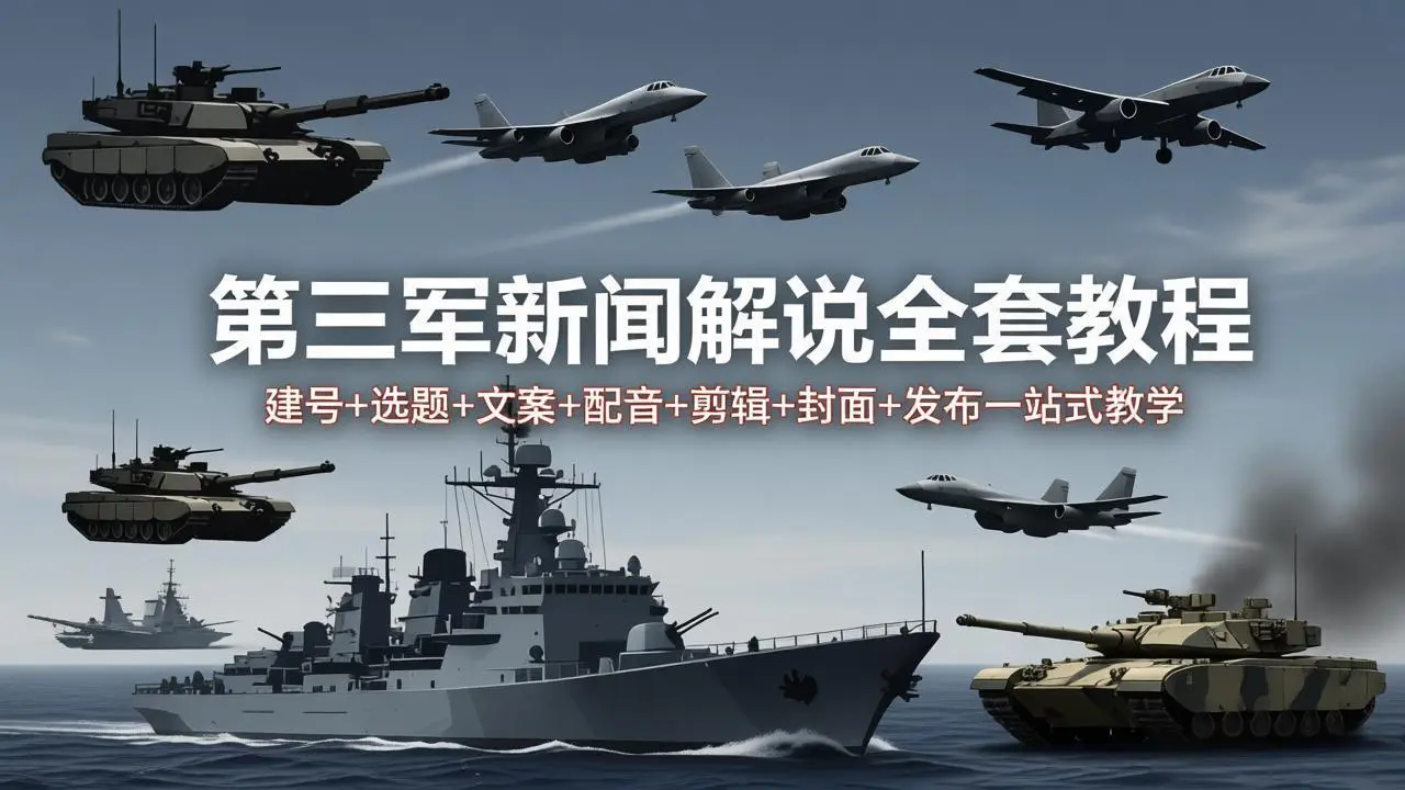 第三军迷新闻解说全套教程：建号+选题+文案+配音+剪辑+封面+发布一站式教学-知峰社