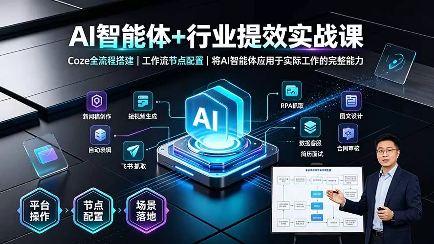 AI智能体+行业提效实战课·Coze全流程搭建｜工作流节点配置｜将AI智能体应用于实际工作的完整能力-知峰社