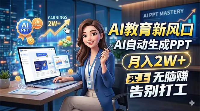 AI教育新风口，AI自动生成PPT，月入2W+，无脑赚，告别打工-知峰社