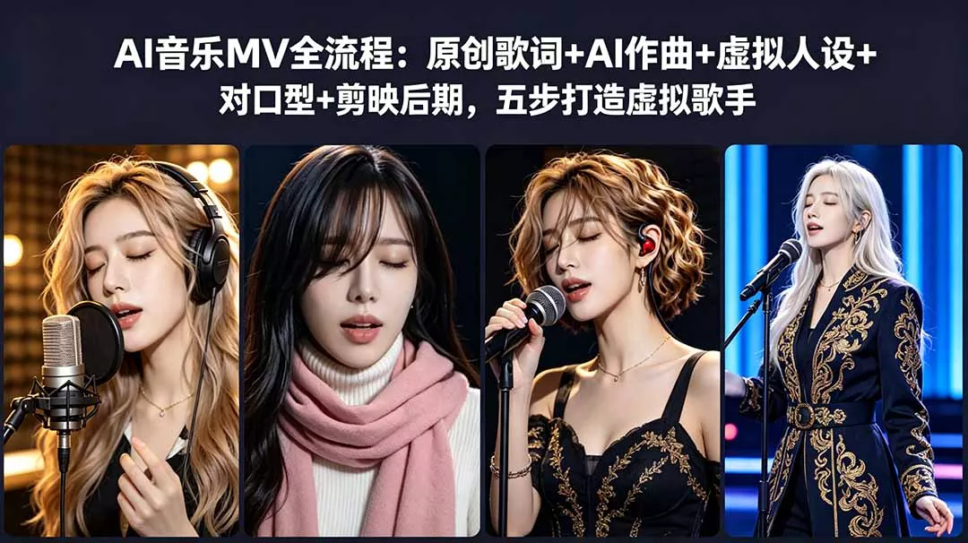 AI音乐MV全流程：原创歌词+AI作曲+虚拟人设+对口型+剪映后期，五步打造虚拟歌手-知峰社