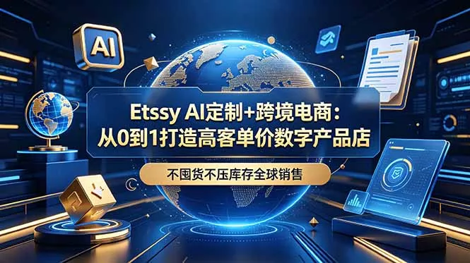 Etsy AI定制+跨境电商：从0到1打造高客单价数字产品店，不囤货不压库存全球销售-知峰社