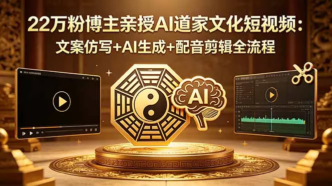 22万粉博主亲授AI道家文化短视频：文案仿写+AI生成+配音剪辑全流程-知峰社
