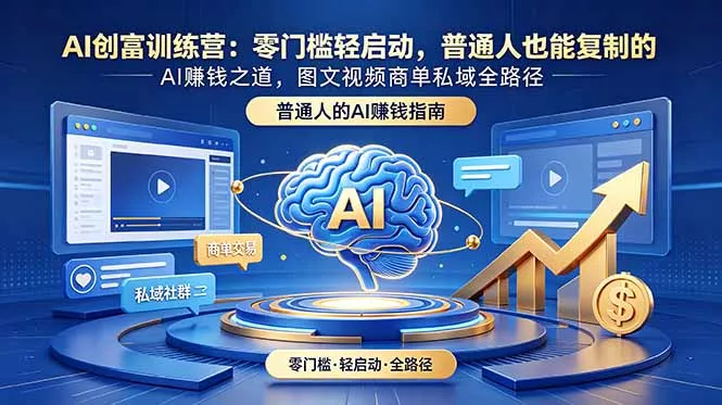 AI创富训练营：零门槛轻启动，普通人也能复制的AI赚钱之道，图文视频商单私域全路径-知峰社