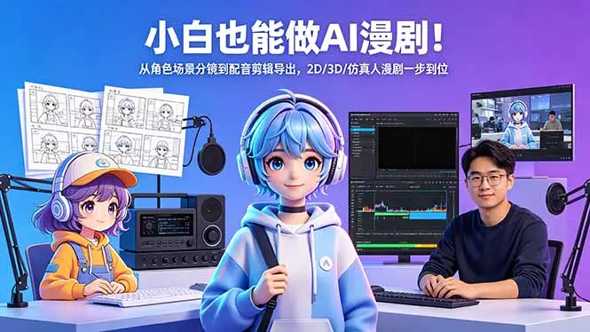 小白也能做AI漫剧！从角色场景分镜到配音剪辑导出，2D/3D/仿真人漫剧一步到位-知峰社