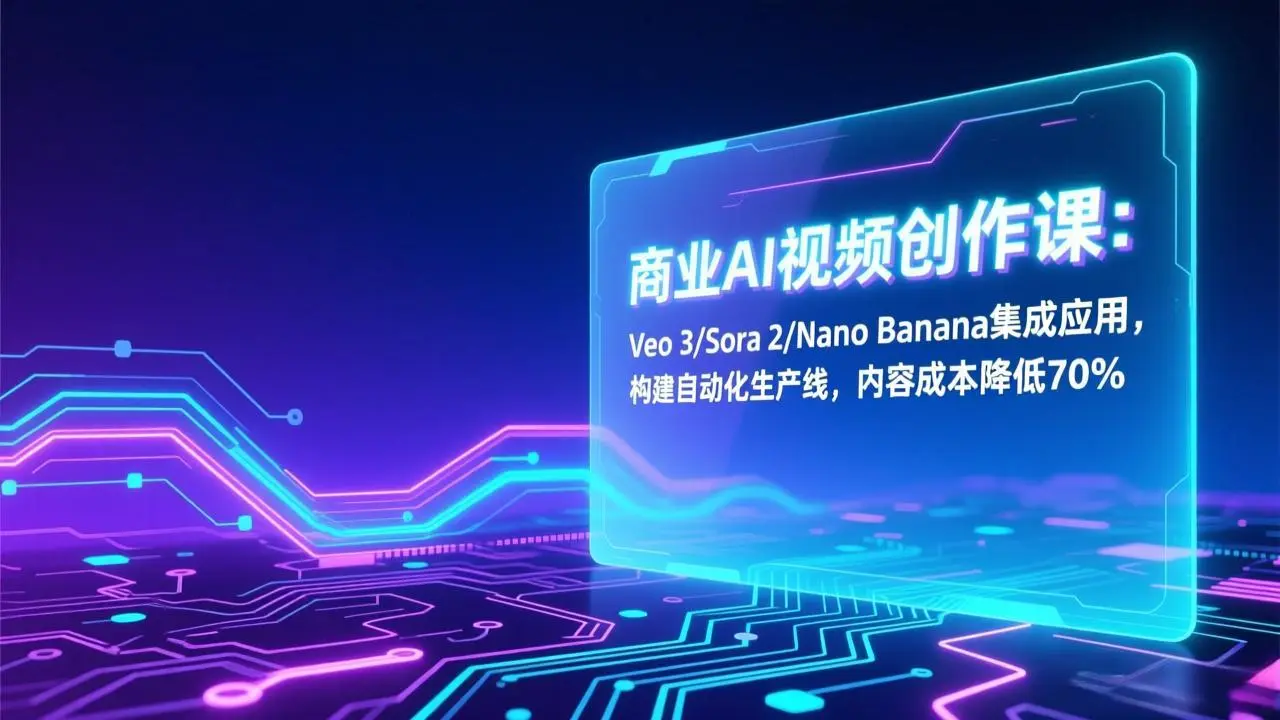 商业AI视频创作课:Veo 3/Sora 2/Nano Banana集成应用,构建自动化生产线,内容成本降低70%-知峰研习社