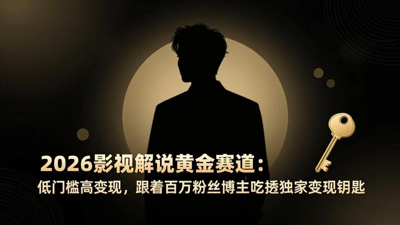 2026影视解说黄金赛道：低门槛高变现，跟着百万粉丝博主吃透独家变现钥匙-知峰云课