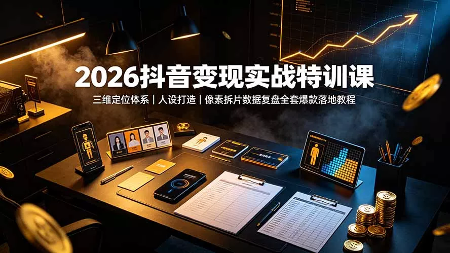 2026抖音变现实战特训课:三维定位体系|人设打造|像素拆片数据复盘全套爆款落地教程-知峰社