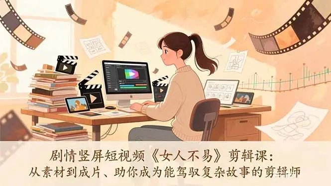 剧情竖屏短视频《女人不易》剪辑课:从素材到成片、助你成为能驾驭复杂故事的剪辑师-知峰社