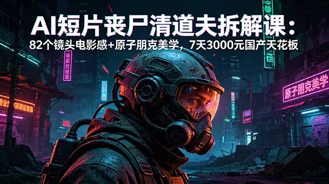 AI短片《丧尸清道夫》拆解课：82个镜头电影感+原子朋克美学，7天3000元国产天花板-知峰社