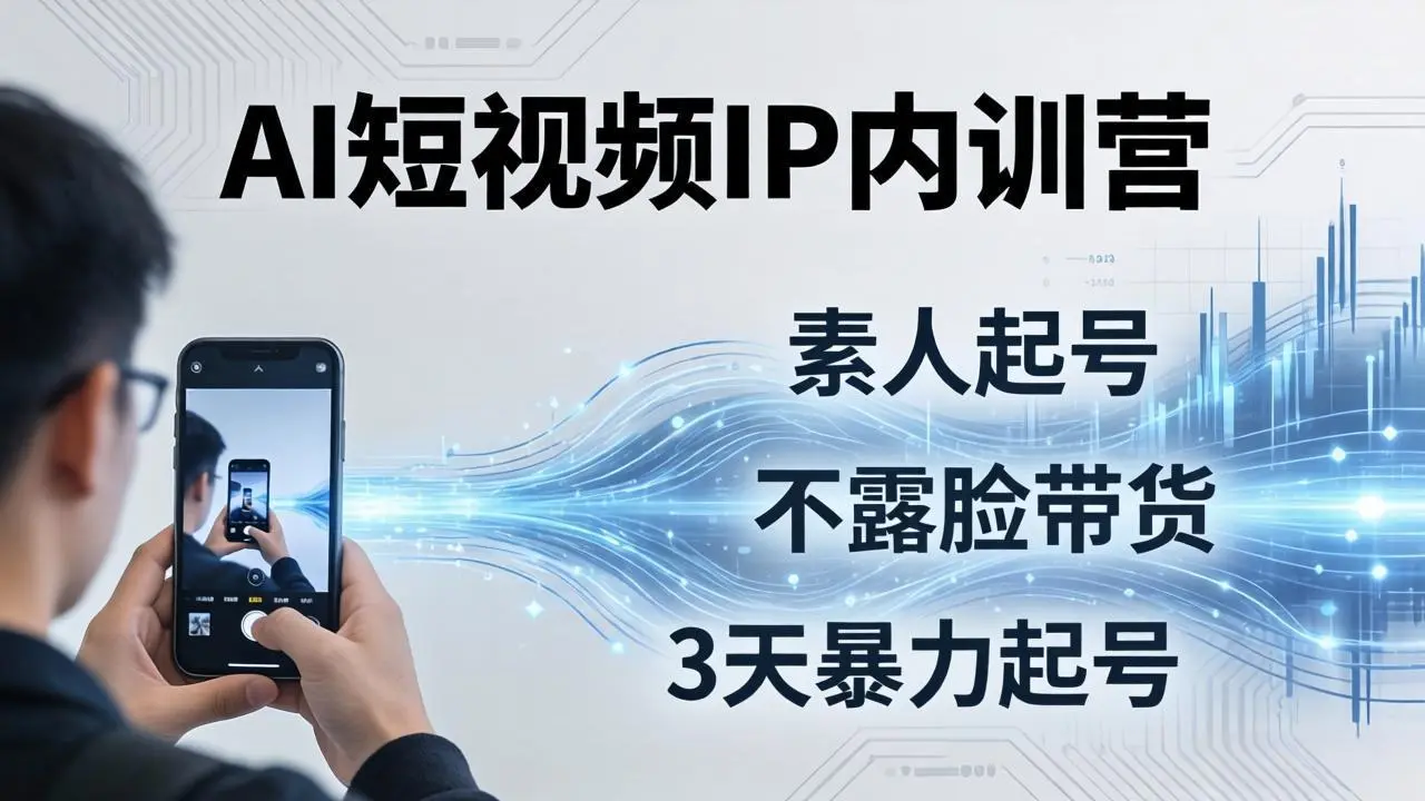 2026AI短视频IP内训营:从素人起号到不露脸带货,3天暴力起号全流程拆解-知峰社