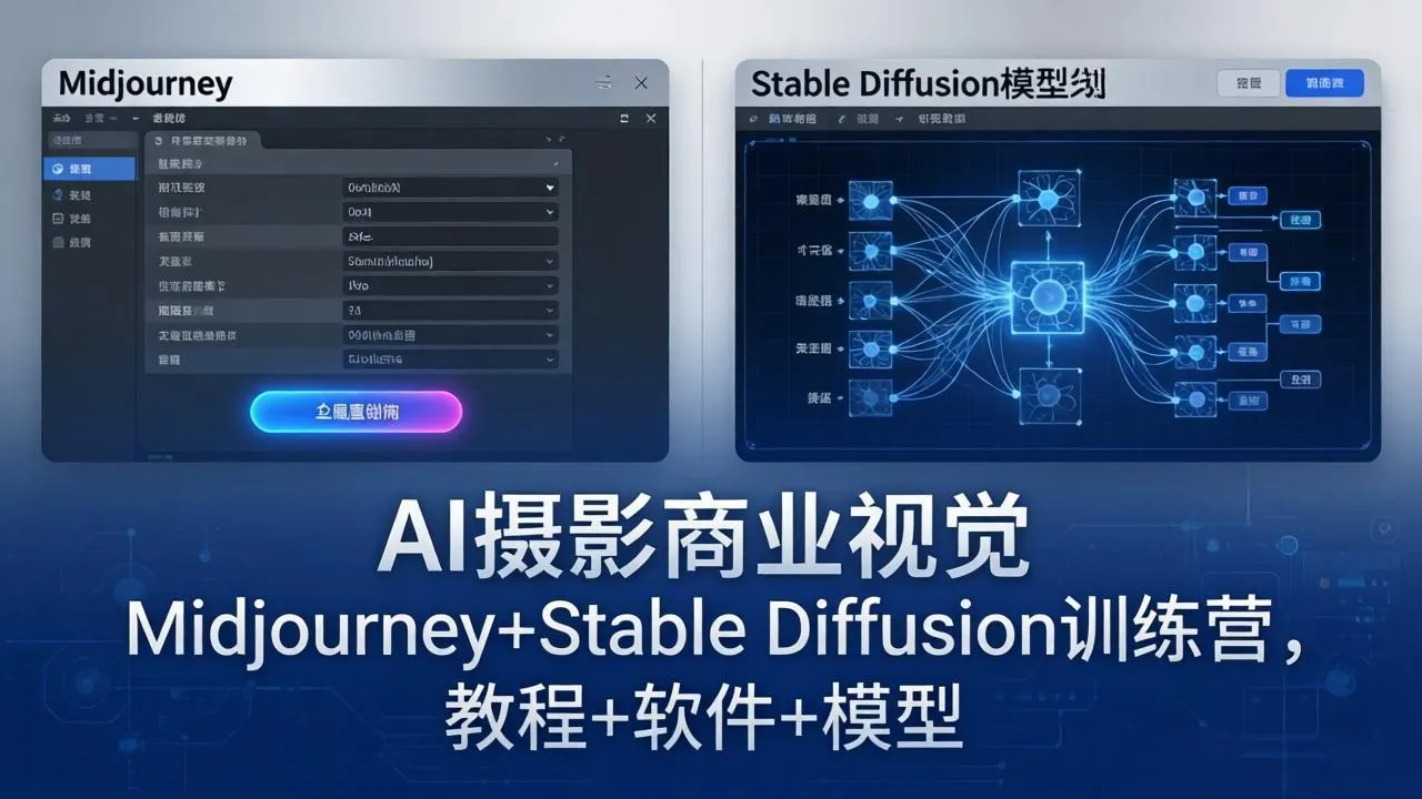 AI摄影商业视觉Midjourney+Stable Diffusion训练营，教程+软件+模型-知峰社