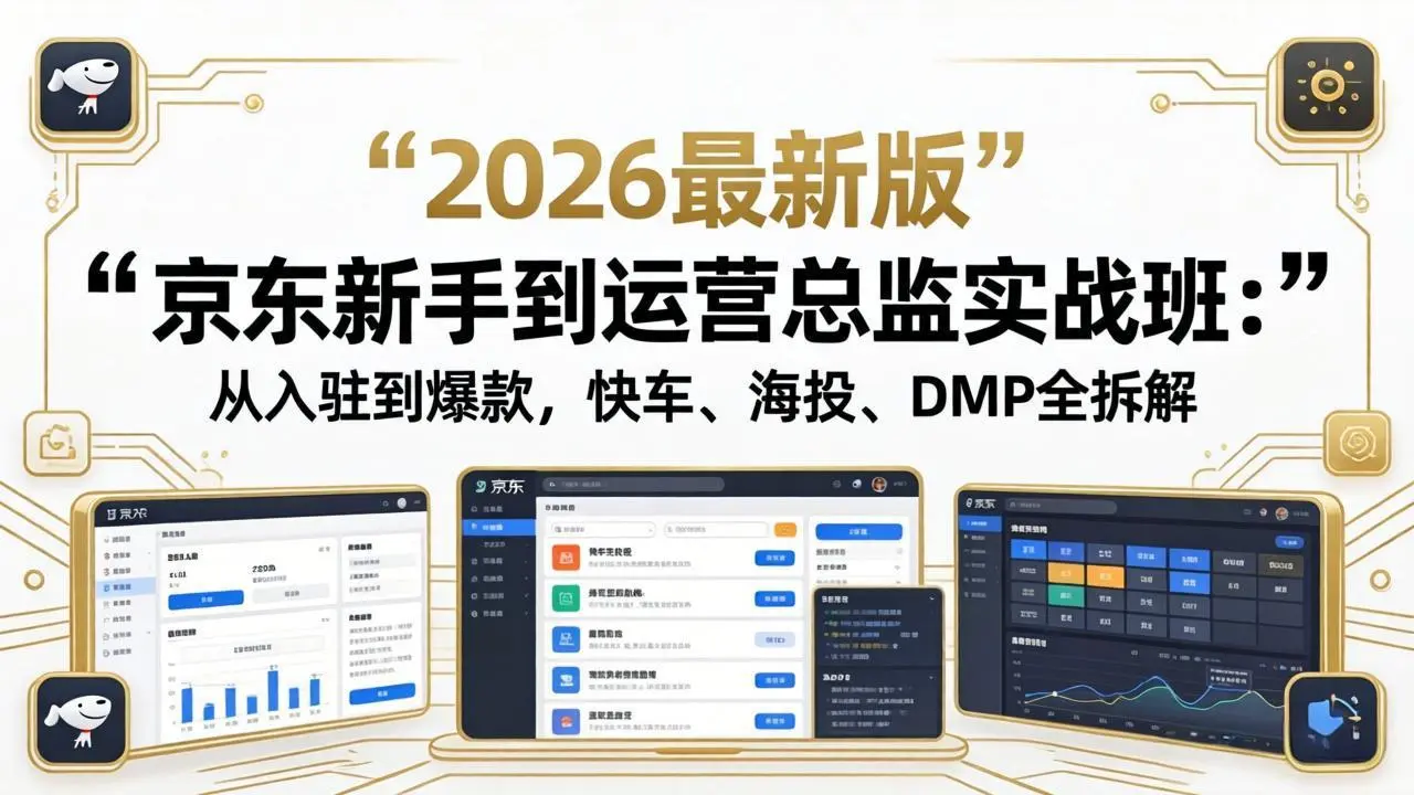 京东新手到运营总监实战班：从入驻到爆款，快车、海投、DMP全拆解，2026最新版-知峰社