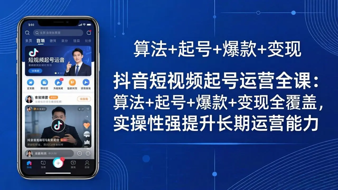 抖音短视频起号运营全课：算法+起号+爆款+变现全覆盖，实操性强提升长期运营能力-知峰社