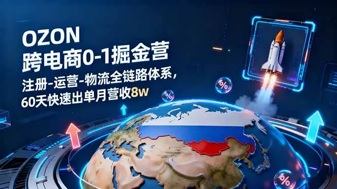 OZON跨境电商0-1掘金营:注册-运营-物流全链路体系,60天快速出单月营收8w-知峰社