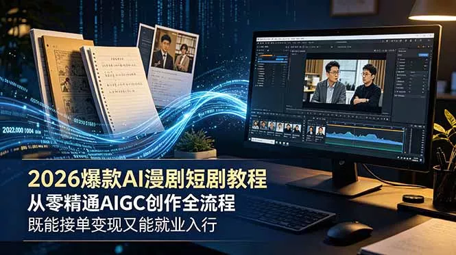 2026 爆款 AI 漫剧短剧教程 从零精通 AIGC 创作全流程 既能接单变现又能就业入行-知峰社