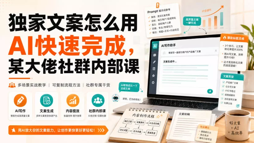 AI写独家文案实操心得，某大佬社群内部课-知峰社