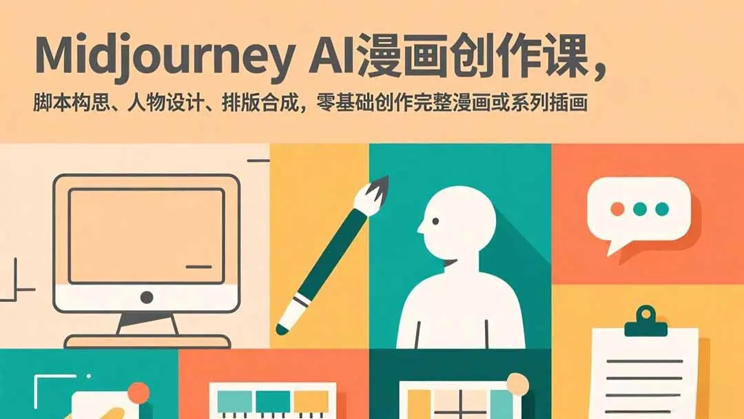 Midjourney AI漫画创作课,脚本构思、人物设计、排版合成,零基础创作完整漫画或系列插画-知峰研习社