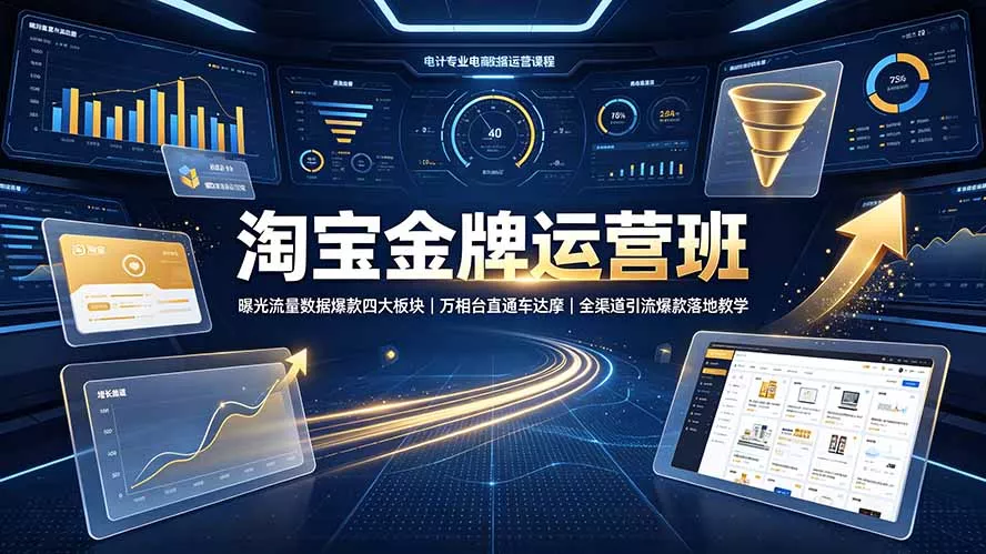 淘宝金牌运营班-7月:曝光流量数据爆款四大板块|万相台直通车达摩|全渠道引流爆款落地教学-知峰社