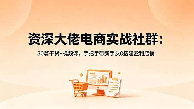 资深大佬电商实战社群：30篇干货+视频课，手把手带新手从0搭建盈利店铺-知峰社