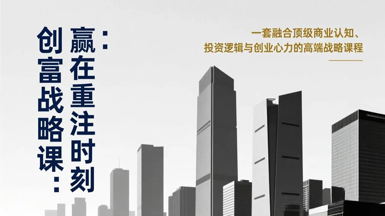 《创富战略课:赢在重注时刻》一套融合顶级商业认知、投资逻辑与创业心力的高端战略课程-知峰研习社