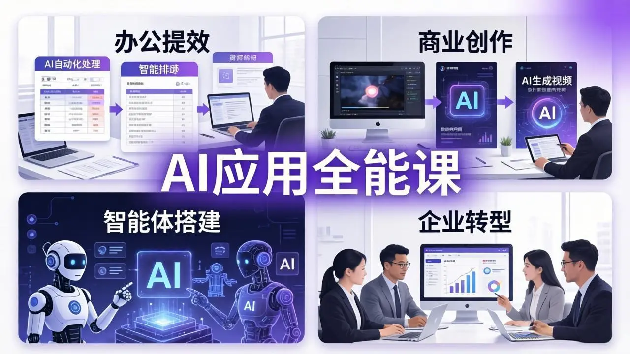 AIGC 应用全能课：办公提效、商业创作、智能体搭建、企业转型，一站式学会AI应用-知峰社