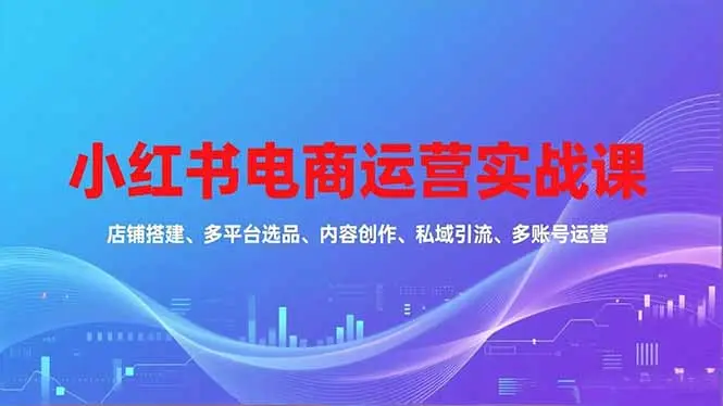 小红书电商运营实战课,店铺搭建、多平台选品、内容创作、私域引流、多账号运营等玩法-知峰研习社