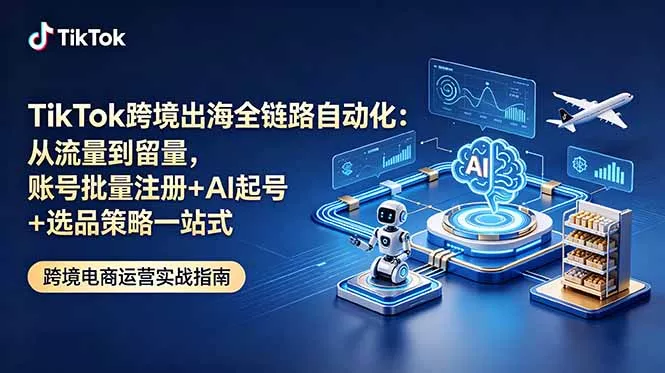 TikTok跨境出海全链路自动化：从流量到留量，账号批量注册+AI起号+选品策略一站式-知峰社