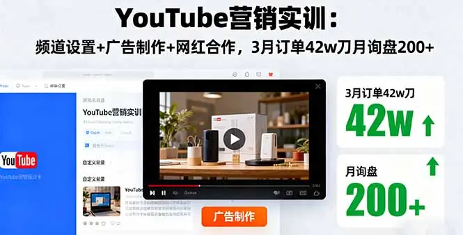 YouTube营销实训:频道设置+广告制作+网红合作,3月订单42w刀月询盘200+-知峰社