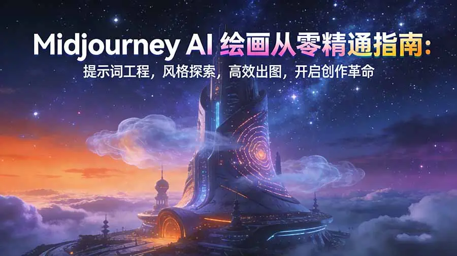 Midjourney AI绘画从零精通指南：提示词工程，风格探索，高效出图，开启创作革命-知峰研习社
