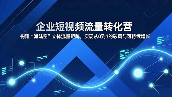 企业短视频流量转化营，构建“海陆空”立体流量矩阵，实现从0到1的破局与可持续增长-知峰社