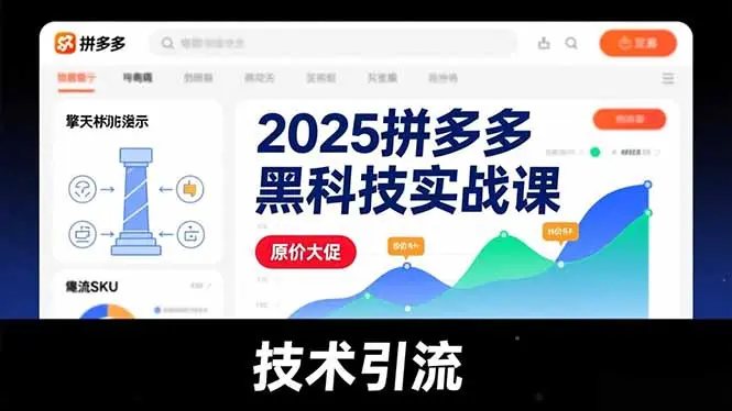 2025拼多多黑科技实战课,擎天柱玩法、爆流SKU、原价大促,技术引流,单店日销轻松破千单-知峰研习社