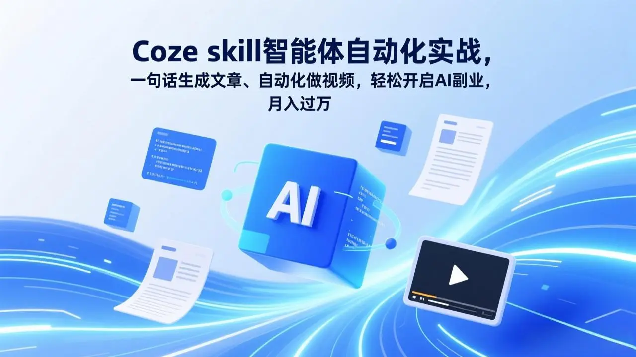 Coze skill智能体自动化实战,一句话生成文章、自动化做视频,轻松开启AI副业,月入过万-知峰研习社