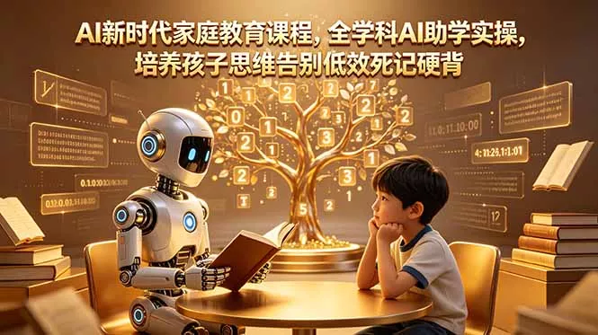 AI新时代家庭教育课程，全学科AI助学实操，培养孩子思维告别低效死记硬背-知峰社