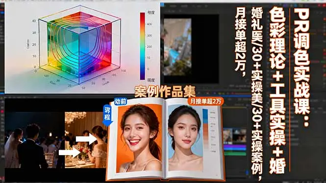 PR调色实战课：色彩理论+工具实操+婚礼医美/30+实操案例，月接单超2万-知峰社