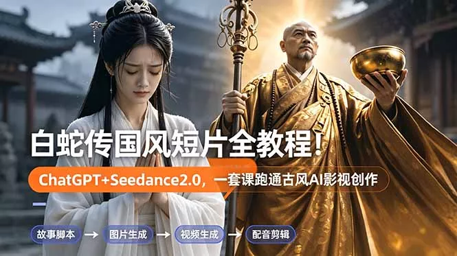 白蛇传-国风短片全教程！ChatGPT+Seedance2.0，一套课跑通古风AI影视创作-知峰社