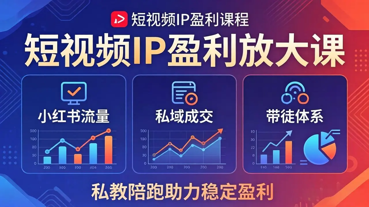 短视频IP盈利放大课：小红书流量+私域成交+带徒体系，私教陪跑助力稳定盈利-知峰社