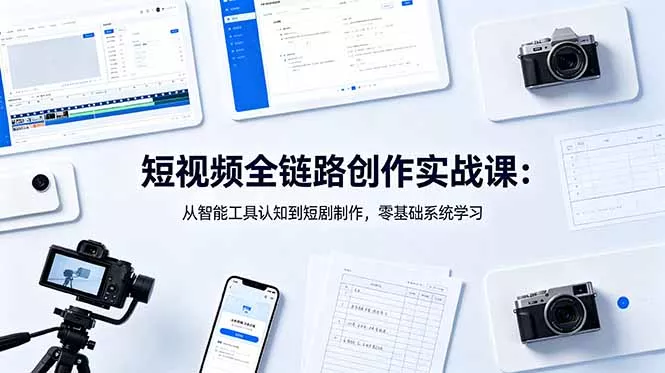短视频全链路创作实战课：从智能工具认知到短剧制作，零基础系统学习-知峰社