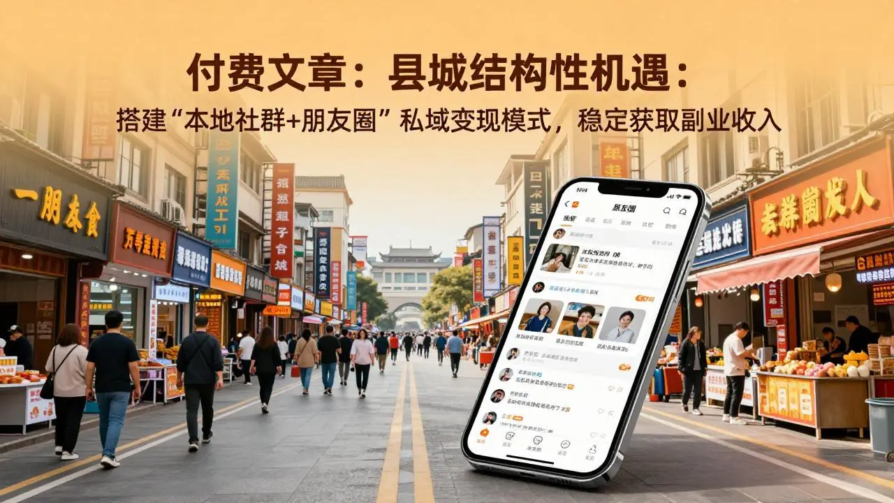 付费文章：县城结构性机遇：搭建“本地社群+朋友圈”私域变现模式，稳定获取副业收入-知峰研习社