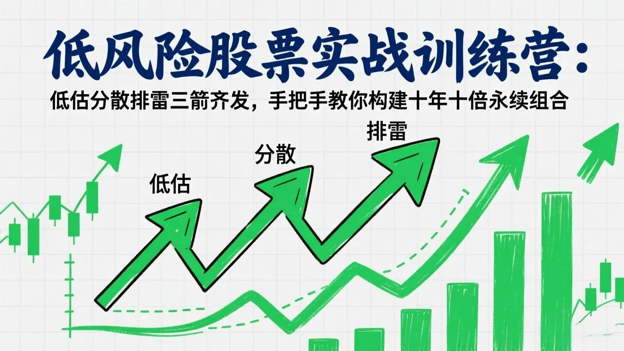 低风险股票实战训练营：低估分散排雷三箭齐发，手把手教你构建十年十倍永续组合-知峰研习社