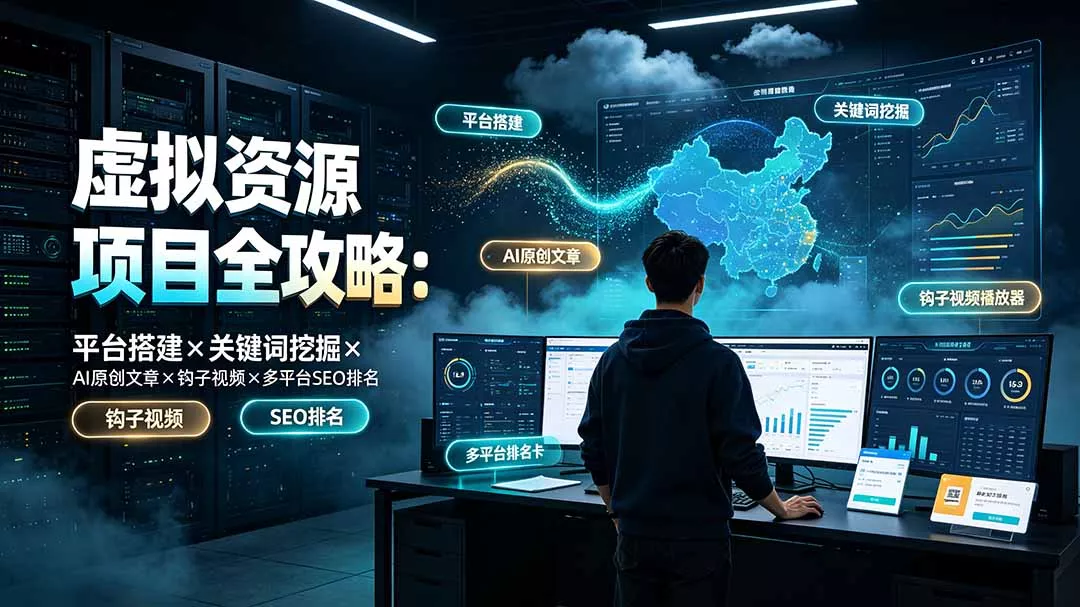 虚拟资源项目全攻略:平台搭建×关键词挖掘×AI原创文章×钩子视频×多平台SEO排名-知峰社