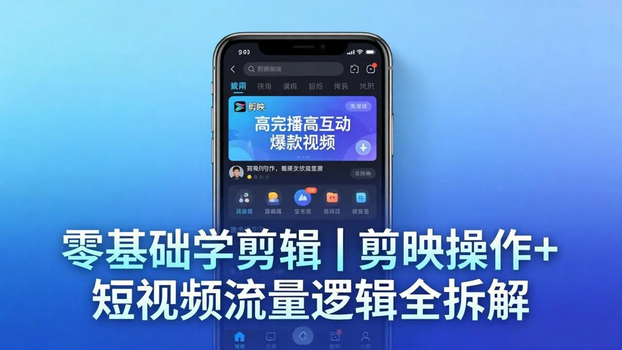 【零基础学剪辑】剪映操作+短视频流量逻辑全拆解｜手把手教你剪出高完播高互动爆款视频-知峰社