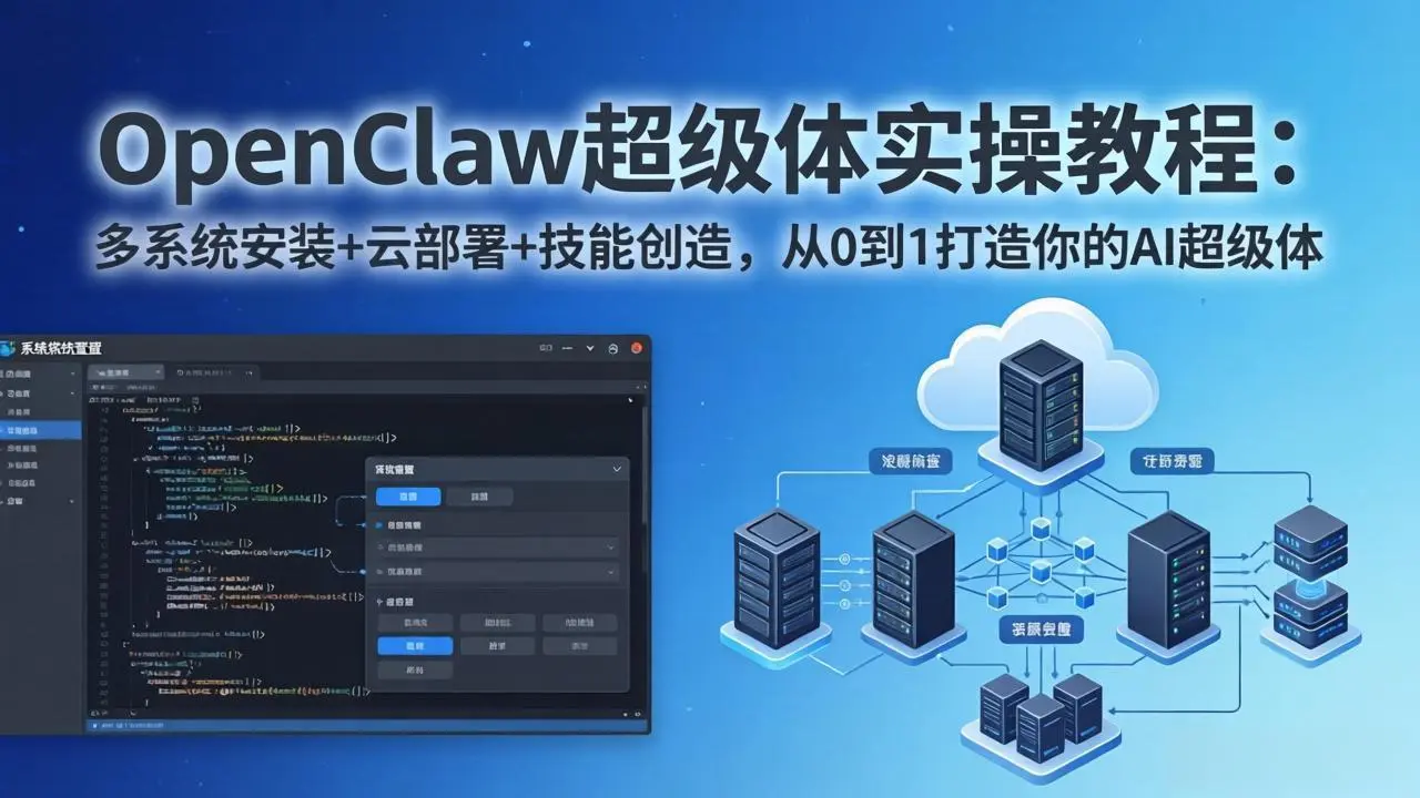 OpenClaw-小龙虾 超级体实操教程:多系统安装+云部署+技能创造,从0到1打造你的AI超级体-知峰研习社