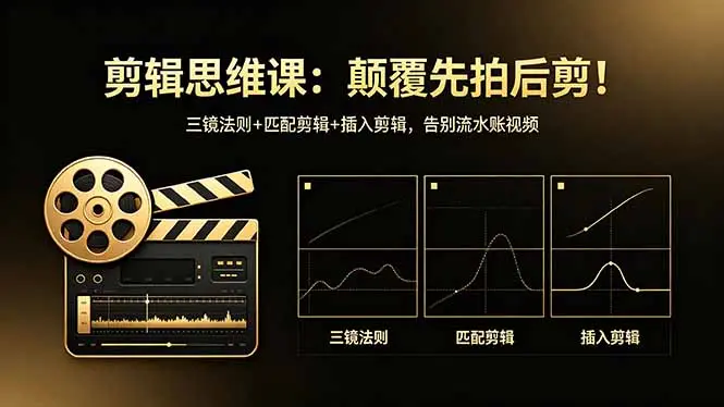 剪辑思维课：颠覆先拍后剪！三镜法则+匹配剪辑+插入剪辑，告别流水账视频-知峰社